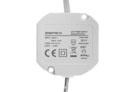 LED power supply box 12V 1,25A 15W waterproof IP67 | ESPE LPB1212CV